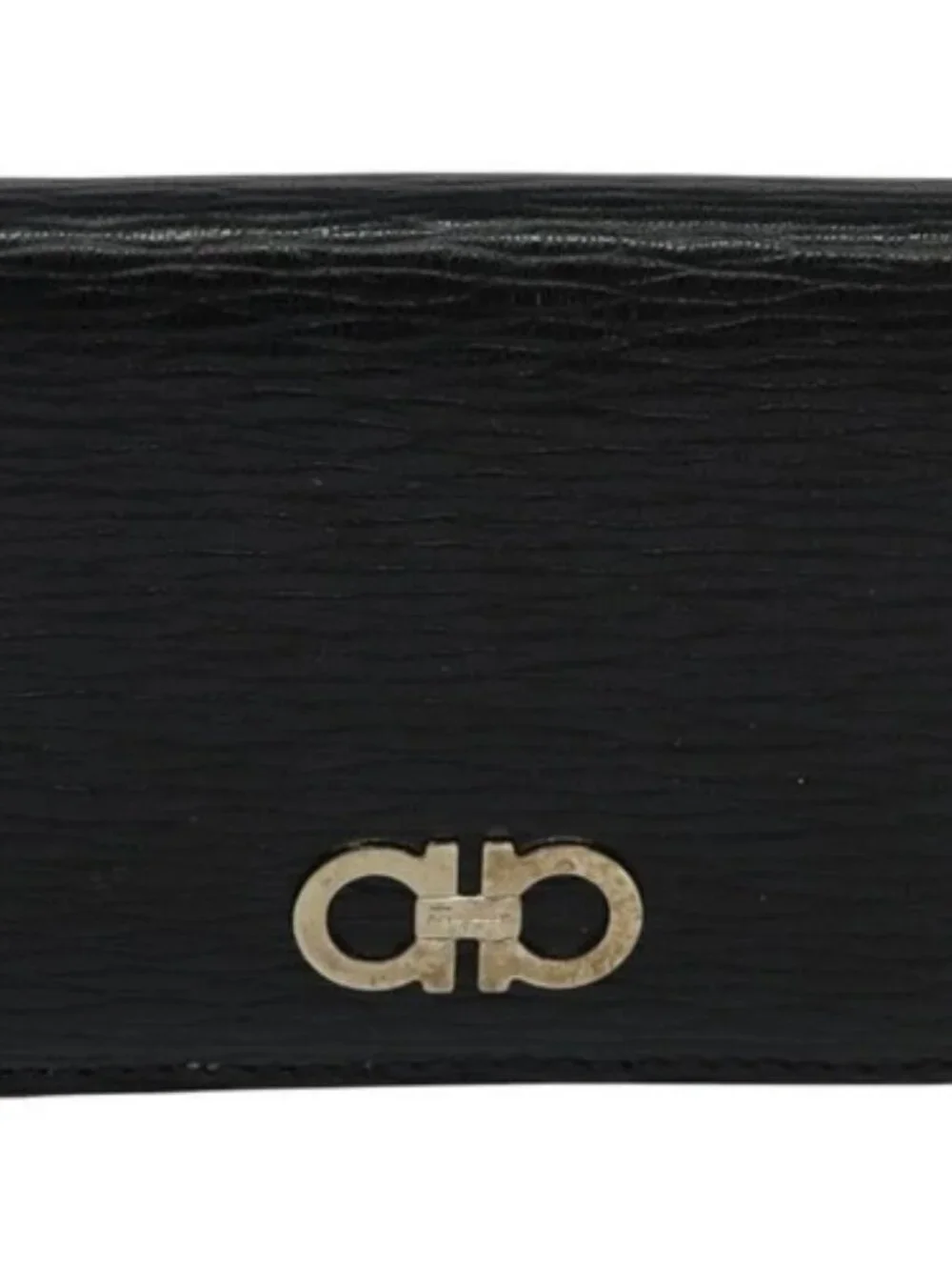 Salvatore Ferragamo Gancini Coin Purse Leather Black Auth 104463V